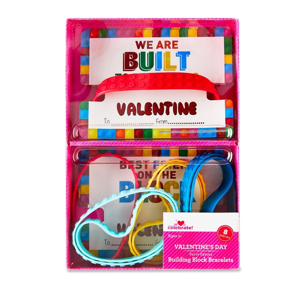 Kid’s Valentine's Day 8ct Building Block Friendship Bracelet Party Favor Set NWT